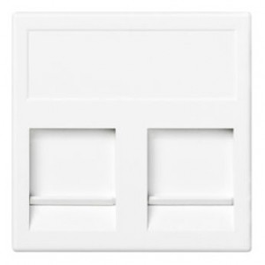 KB76/9 Płytka K45  2x RJ z osłoną  uniwersalna  czysta biel Simon Connect - Widok z przodu