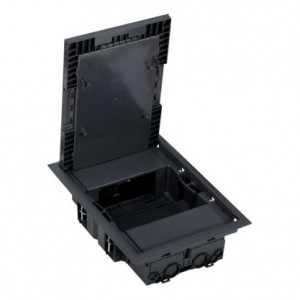 KF200/1 Puszka podłogowa 4x K45 + 2x K45/2  montaż modułów kątowy  szary Simon Connect - Widok z przodu