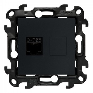 N51.01/38 Gniazdo komputerowe pojedyncze RJ45 kat. 5 Grafitowy Mat Simon 24 - Widok z przodu