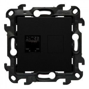 N51.01/49 Gniazdo komputerowe pojedyncze RJ45 kat. 5 Czarny Mat Simon 24 - Widok z przodu