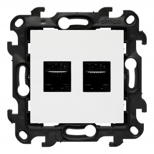 N52.01/11 Gniazdo komputerowe podwójne RJ45 kat. 5 Biały Simon 24 - Widok z przodu