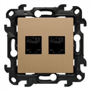 N52.01/34 Gniazdo komputerowe podwójne RJ45 kat. 5 Szampański Mat Simon 24 - Widok z przodu