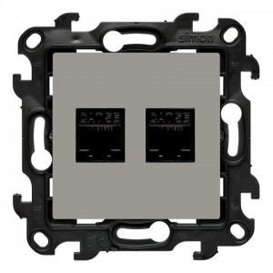 N52.01/42 Gniazdo komputerowe podwójne RJ45 kat. 5 Kaszmirowy Simon 24 - Widok z przodu