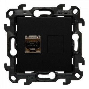 N61.01/49 Gniazdo komputerowe pojedyncze RJ45 kat. 6 Czarny Mat Simon 24 - Widok z przodu