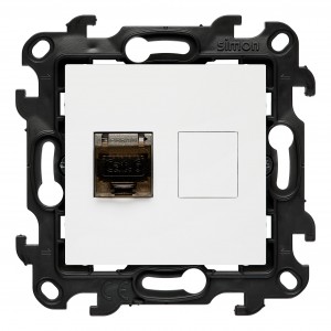 N61E.01/11 Gniazdo komputerowe pojedyncze RJ45 kat. 6 ekranowane Biały Simon 24 - Widok z przodu