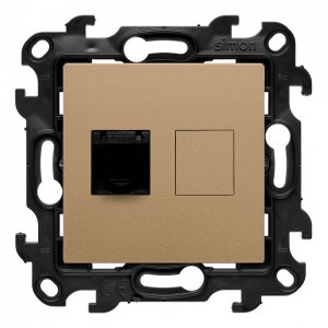 N61E.01/34 Gniazdo komputerowe pojedyncze RJ45 kat. 6 ekranowane Szampański Mat Simon 24 - Widok z przodu