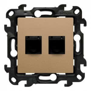 N62E.01/34 Gniazdo komputerowe podwójne RJ45 kat. 6 ekranowane Szampański Mat Simon 24 - Widok z przodu