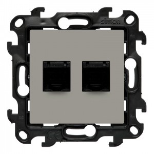 N62E.01/42 Gniazdo komputerowe podwójne RJ45 kat. 6 ekranowane Kaszmirowy Simon 24 - Widok z przodu