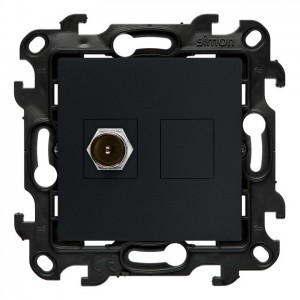 NAK1.01/38 Gniazdo antenowe TV pojedyncze Grafitowy Mat Simon 24 - Widok z przodu