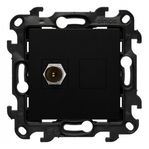 NAK1.01/49 Gniazdo antenowe TV pojedyncze Czarny Mat Simon 24 - Widok z przodu