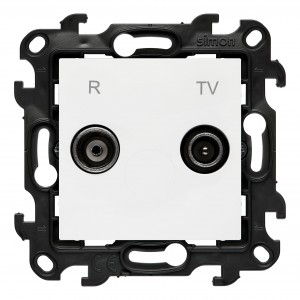 NAP10.01/11 Gniazdo antenowe R-TV przelotowe 10dB Biały Simon 24 - Widok z przodu