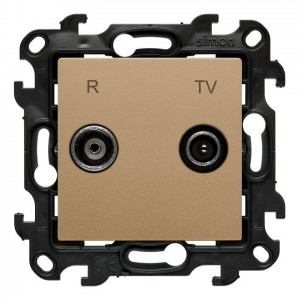 NAP10.01/34 Gniazdo antenowe R-TV przelotowe 10dB Szampański Mat Simon 24 - Widok z przodu