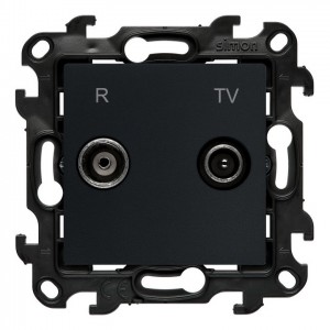 NAP10.01/38 Gniazdo antenowe R-TV przelotowe 10dB Grafitowy Mat Simon 24 - Widok z przodu