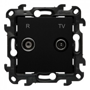 NAP10.01/49 Gniazdo antenowe R-TV przelotowe 10dB Czarny Mat Simon 24 - Widok z przodu