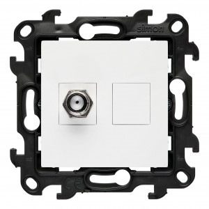 NASF1.01/11 Gniazdo antenowe SAT pojedyncze Biały Simon 24 - Widok z przodu