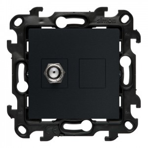 NASF1.01/38 Gniazdo antenowe SAT pojedyncze Grafitowy Mat Simon 24 - Widok z przodu