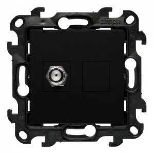 NASF1.01/49 Gniazdo antenowe SAT pojedyncze Czarny Mat Simon 24 - Widok z przodu