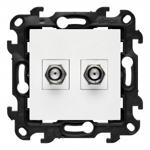 NASF2.01/11 Gniazdo antenowe SAT podwójne Biały Simon 24 - Widok z przodu