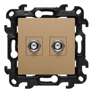 NASF2.01/34 Gniazdo antenowe SAT podwójne Szampański Mat Simon 24 - Widok z przodu