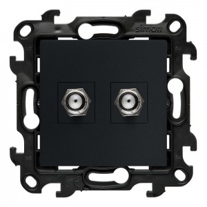 NASF2.01/38 Gniazdo antenowe SAT podwójne Grafitowy Mat Simon 24 - Widok z przodu