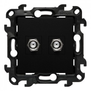 NASF2.01/49 Gniazdo antenowe SAT podwójne Czarny Mat Simon 24 - Widok z przodu