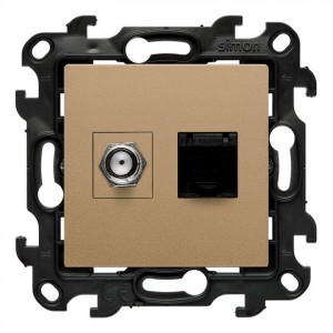 NASFRJ45.01/34 Gniazdo antenowe SAT pojedyncze + Gniazdo komputerowe kat.5e Szampański Mat Simon 24 - Widok z przodu