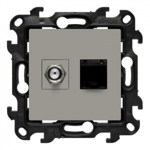 NASFRJ45.01/42 Gniazdo antenowe SAT pojedyncze + Gniazdo komputerowe kat.5e Kaszmirowy Simon 24 - Widok z przodu