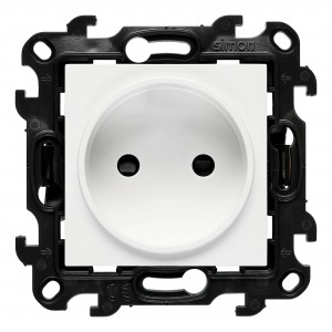 NG1CZ.01/11 Gniazdo wtyczkowe pojedyncze bez uziemienia z przesłonami torów prądowych 16A Biały Simon 24 - Widok z przodu