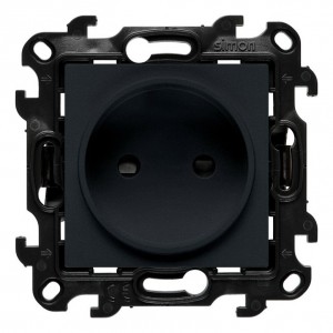 NG1CZ.01/38 Gniazdo wtyczkowe pojedyncze bez uziemienia z przesłonami torów prądowych 16A Grafitowy Mat Simon 24 - Widok z przodu