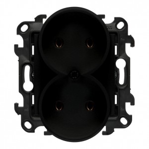 NG2MC.01/49 Gniazdo wtyczkowe podwójne bez uziemienia 16A Czarny Mat Simon 24 - Widok z przodu