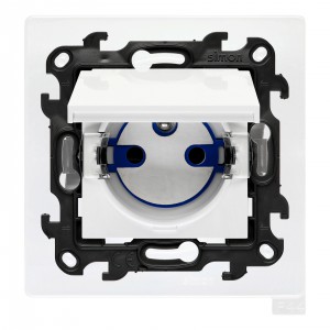 NGD1BCZ.01/11 Gniazdo hermetyczne DATA z bolcem uziemiającym i kluczem uprawniającym Biały Simon 24 - Widok z przodu