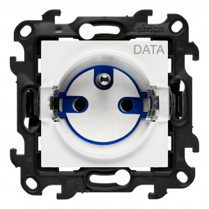 NGD1CZ.01/11 Gniazdo DATA z bolcem uziemiającym i kluczem uprawniającym Biały Simon 24 - Widok z przodu