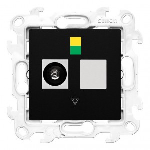 NGEK1.01/49 Gniazdo ekwipotencjalne pojedyncze Czarny Mat Simon 24 - Widok z przodu