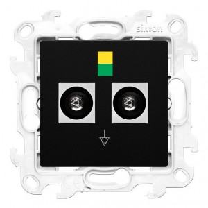 NGEK2.01/49 Gniazdo ekwipotencjalne podwójne Czarny Mat Simon 24 - Widok z przodu