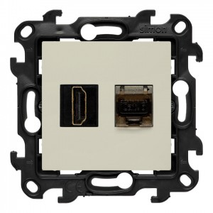 NGH21RJ45.01/42 Gniazdo HDMI v2.1 + Gniazdo komputerowe Kat.6 Kaszmirowy Simon 24 - Widok z przodu