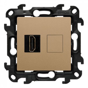 NGHDMI121.01/34 Gniazdo HDMI pojedyncze Szampański Mat Simon 24 - Widok z przodu