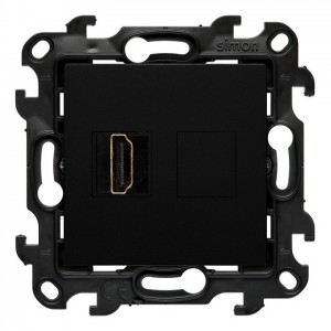 NGHDMI121.01/49 Gniazdo HDMI pojedyncze Czarny Mat Simon 24 - Widok z przodu