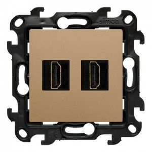 NGHDMI221.01/34 Gniazdo HDMI podwójne Szampański Mat Simon 24 - Widok z przodu