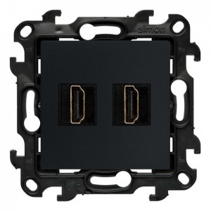 NGHDMI221.01/38 Gniazdo HDMI podwójne Grafitowy Mat Simon 24 - Widok z przodu