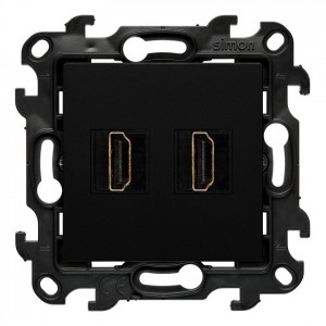 NGHDMI221.01/49 Gniazdo HDMI podwójne Czarny Mat Simon 24 - Widok z przodu