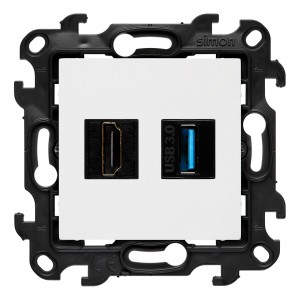 NGHDUSB3.01/11 Gniazdo HDMI v2.1 + Gniazdo USB 3.0 Biały Simon 24 - Widok z przodu