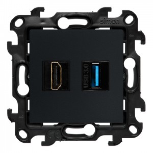 NGHDUSB3.01/38 Gniazdo HDMI v2.1 + Gniazdo USB 3.0 Grafitowy Mat Simon 24 - Widok z przodu