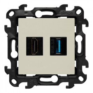 NGHDUSB3.01/42 Gniazdo HDMI v2.1 + Gniazdo USB 3.0 Kaszmirowy Simon 24 - Widok z przodu