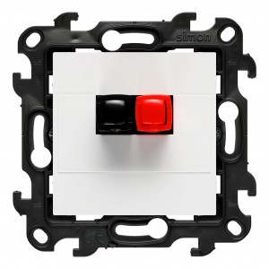 NGL1.01/11 Gniazdo głośnikowe pojedyncze, przewody do 2,5mm2 Biały Simon 24 - Widok z przodu