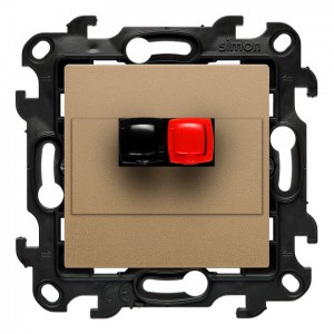 NGL1.01/34 Gniazdo głośnikowe pojedyncze, przewody do 2,5mm2 Szampański Mat Simon 24 - Widok z przodu