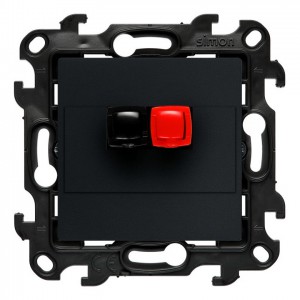 NGL1.01/38 Gniazdo głośnikowe pojedyncze, przewody do 2,5mm2 Grafitowy Mat Simon 24 - Widok z przodu