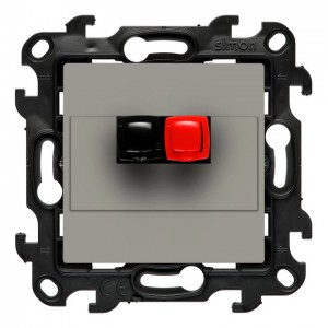 NGL1.01/42 Gniazdo głośnikowe pojedyncze, przewody do 2,5mm2 Kaszmirowy Simon 24 - Widok z przodu