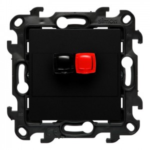 NGL1.01/49 Gniazdo głośnikowe pojedyncze, przewody do 2,5mm2 Czarny Mat Simon 24 - Widok z przodu