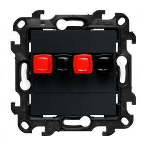 NGL2.01/38 Gniazdo głosnikowe pojedyncze Grafitowy Mat Simon 24 - Widok z przodu