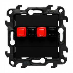 NGL2.01/49 Gniazdo głosnikowe pojedyncze Czarny Mat Simon 24 - Widok z przodu